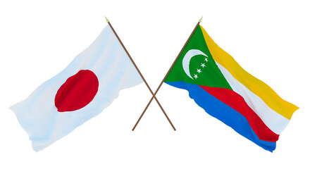 Background for designers, illustrators. National Independence Day. Flags Japan and Comoros