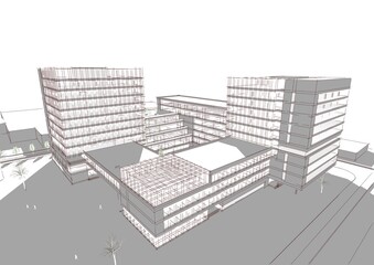 Modern office building 3d illustration