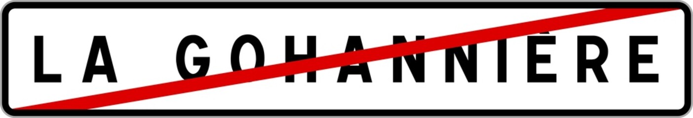 Fototapeta premium Panneau sortie ville agglomération La Gohannière / Town exit sign La Gohannière