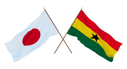 Background for designers, illustrators. National Independence Day. Flags Japan and Ghana