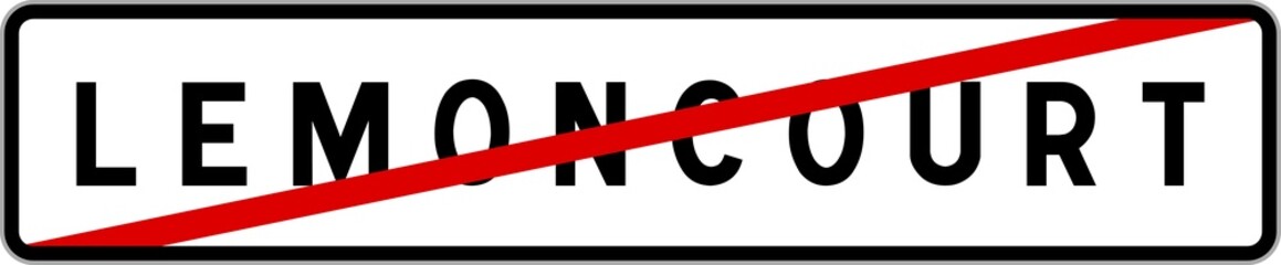 Panneau sortie ville agglomération Lemoncourt / Town exit sign Lemoncourt