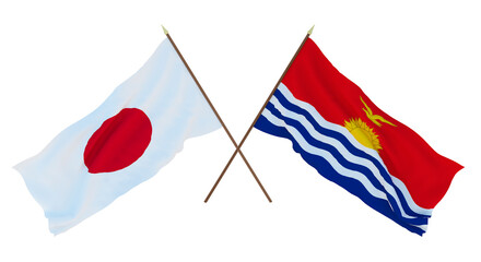 Background for designers, illustrators. National Independence Day. Flags Japan and Kiribati