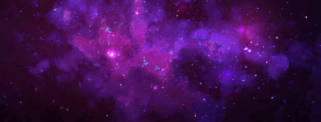Vector cosmic illustration. Beautiful colorful space background. Watercolor Cosmos