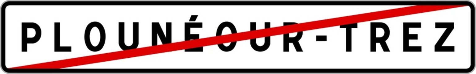 Naklejka premium Panneau sortie ville agglomération Plounéour-Trez / Town exit sign Plounéour-Trez
