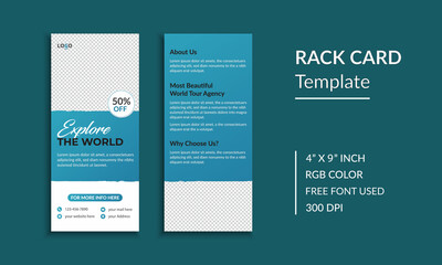 Corporate travel and tour agency rack card or dl flyer template layout