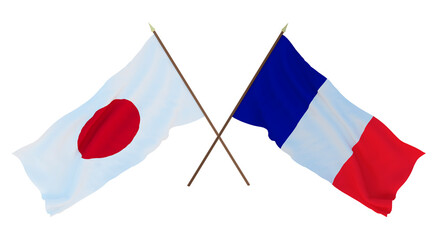 Background for designers, illustrators. National Independence Day. Flags Japan and Saint Martin