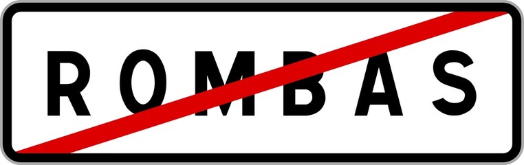 Panneau sortie ville agglomération Rombas / Town exit sign Rombas