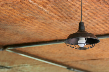 A set of lamps for lighting is installed in a wooden house.
