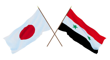 Background for designers, illustrators. National Independence Day. Flags Japan and Syria