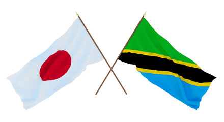 Background for designers, illustrators. National Independence Day. Flags Japan and Tanzania