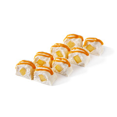 Sweet rolls with cream, pineapple and caramel