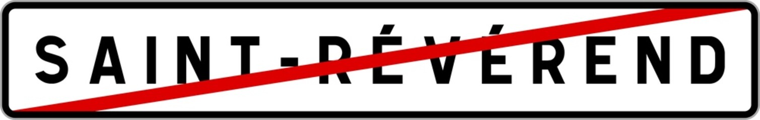 Obraz premium Panneau sortie ville agglomération Saint-Révérend / Town exit sign Saint-Révérend