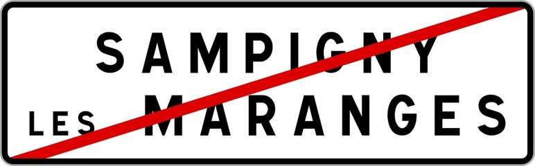 Panneau sortie ville agglomération Sampigny-lès-Maranges / Town exit sign Sampigny-lès-Maranges
