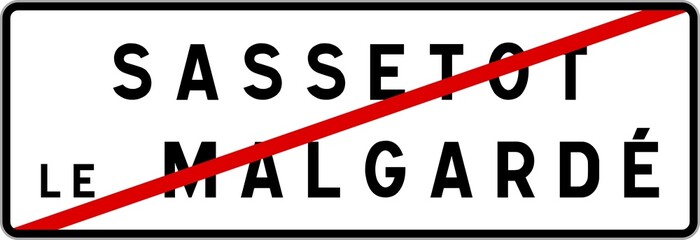 Panneau sortie ville agglomération Sassetot-le-Malgardé / Town exit sign Sassetot-le-Malgardé