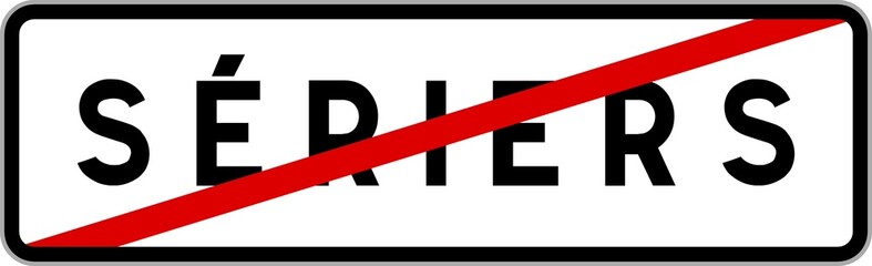 Panneau sortie ville agglomération Sériers / Town exit sign Sériers