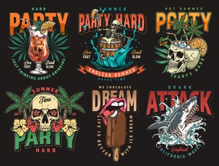 Party set posters vintage colorful