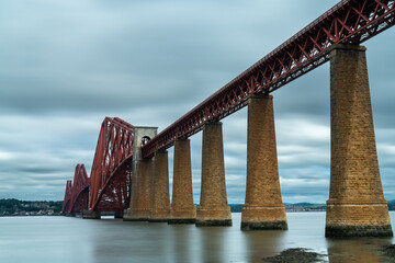view of the historic cantilver railway Forth Bridge across the Firth of Forth in Scoltand
