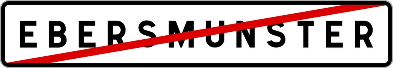 Obraz premium Panneau sortie ville agglomération Ebersmunster / Town exit sign Ebersmunster