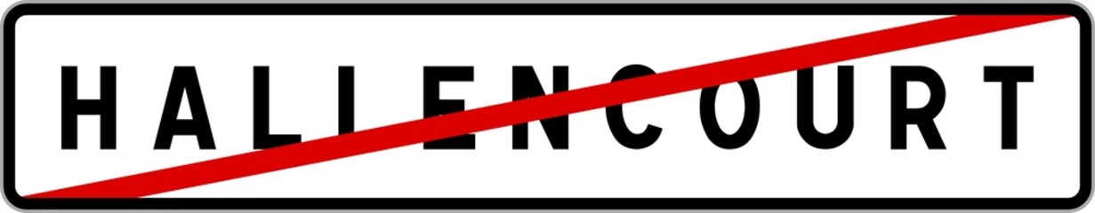 Obraz premium Panneau sortie ville agglomération Hallencourt / Town exit sign Hallencourt