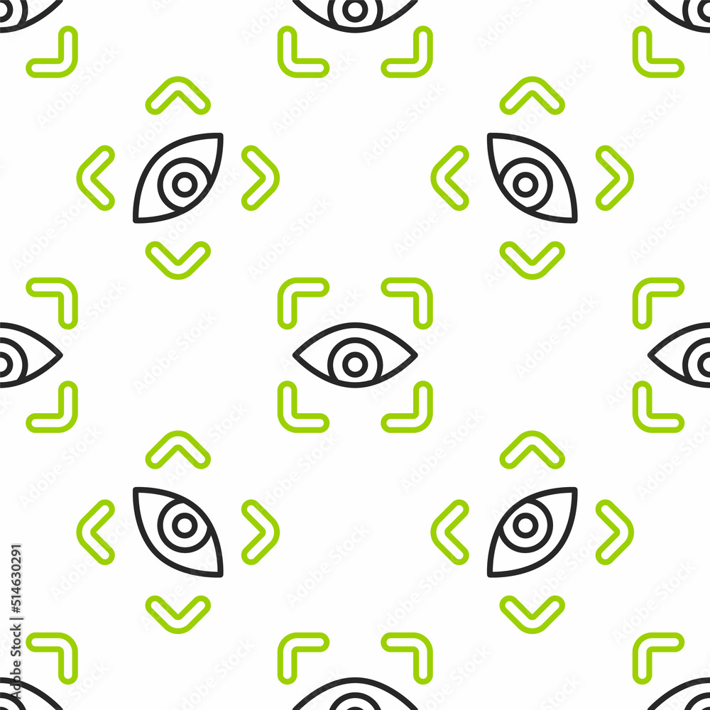 Poster line eye scan icon isolated seamless pattern on white background. scanning eye. security check symbo