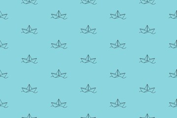 Cargo ship line, a linear pattern on a blue background, eps 10.