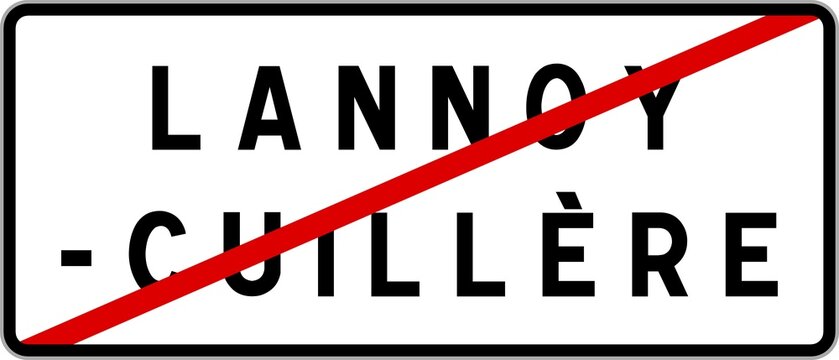 Panneau sortie ville agglomération Lannoy-Cuillère / Town exit sign Lannoy-Cuillère