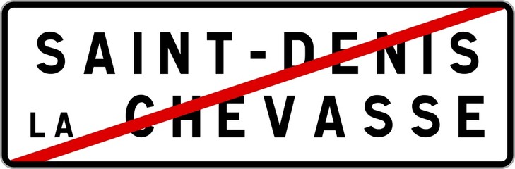 Fototapeta premium Panneau sortie ville agglomération Saint-Denis-la-Chevasse / Town exit sign Saint-Denis-la-Chevasse