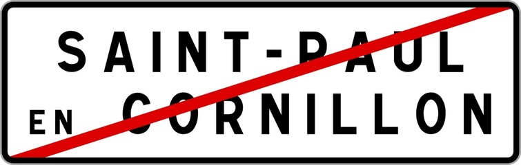 Panneau sortie ville agglomération Saint-Paul-en-Cornillon / Town exit sign Saint-Paul-en-Cornillon