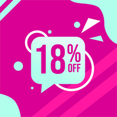 vector illustration flash sale, banner design template, tags set with 18 percent discount offer.