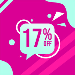 vector illustration flash sale, banner design template, tags set with 17 percent discount offer.