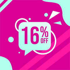 vector illustration flash sale, banner design template, tags set with 16 percent discount offer.