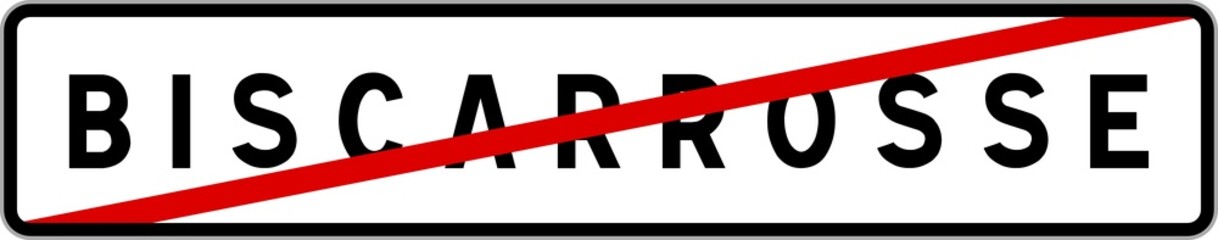 Panneau sortie ville agglomération Biscarrosse / Town exit sign Biscarrosse