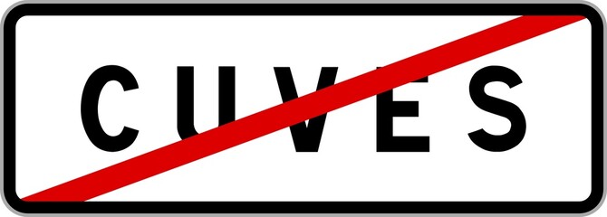Panneau sortie ville agglomération Cuves / Town exit sign Cuves