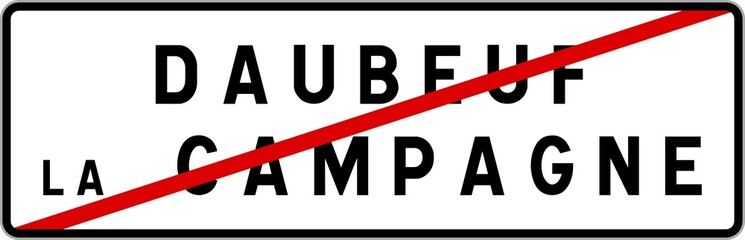 Panneau sortie ville agglomération Daubeuf-la-Campagne / Town exit sign Daubeuf-la-Campagne