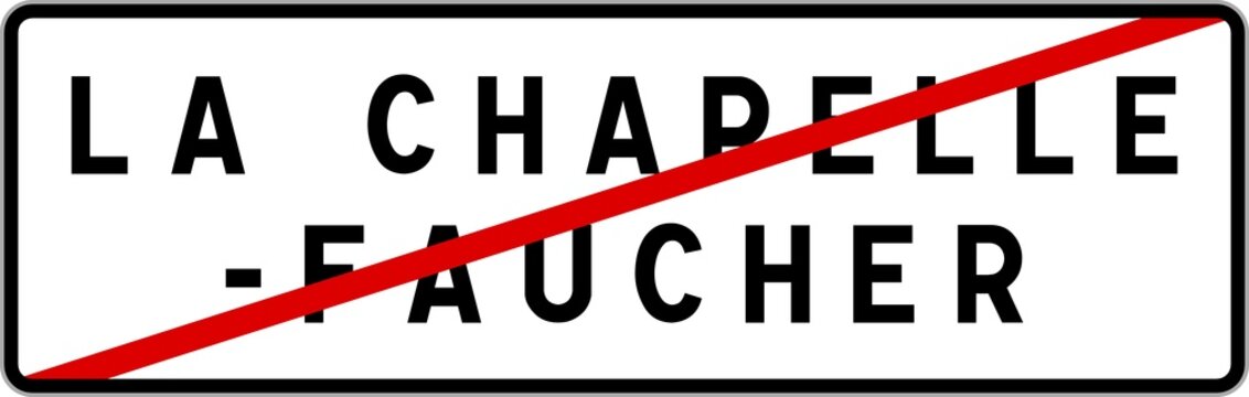 Panneau sortie ville agglom&eacute;ration La Chapelle-Faucher / Town exit sign La Chapelle-Faucher