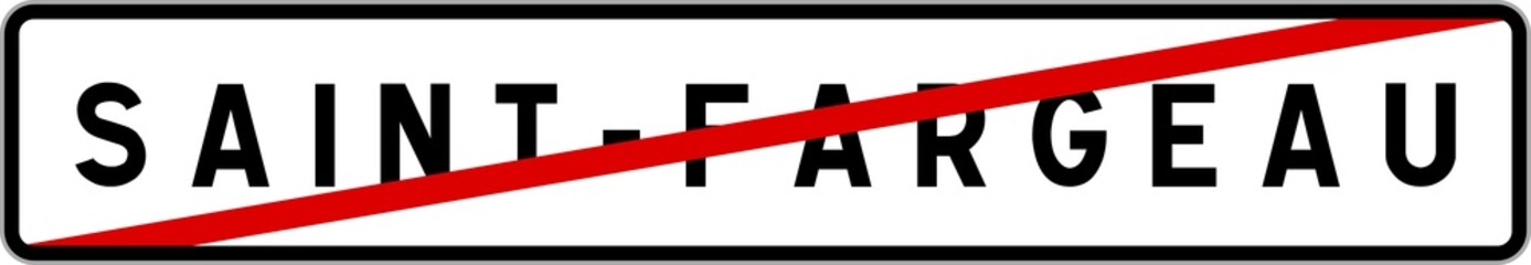 Fototapeta premium Panneau sortie ville agglomération Saint-Fargeau / Town exit sign Saint-Fargeau