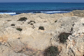 High cliffs on the shores of the Mediterranean Sea