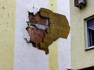 BUCHA, UKRAINE - June 20, 2022: the consequences of the aggression of the Russian army: shot,...