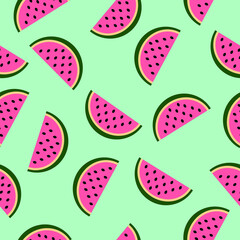 Summer pattern with watermelons. High quality vector illustration.