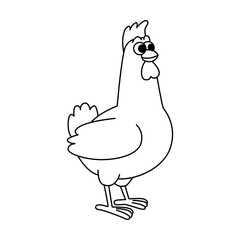 Cute chicken cartoon coloring page illustration vector. For kids coloring book.