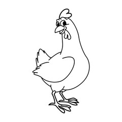 Cute chicken cartoon coloring page illustration vector. For kids coloring book.