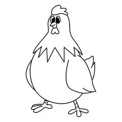 Cute chicken cartoon coloring page illustration vector. For kids coloring book.