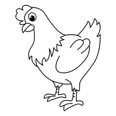 Cute chicken cartoon coloring page illustration vector. For kids coloring book.