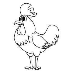 Cute chicken cartoon coloring page illustration vector. For kids coloring book.