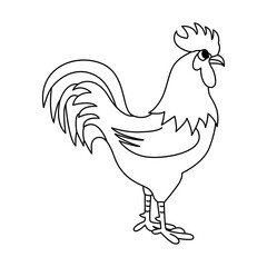 Cute chicken cartoon coloring page illustration vector. For kids coloring book.