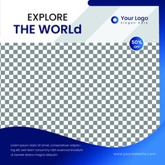 Gradient travel banner with photo template 01