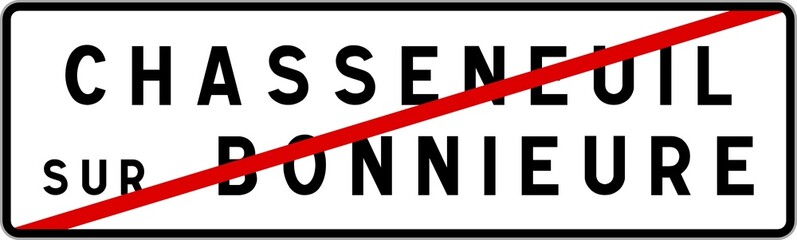 Panneau sortie ville agglomération Chasseneuil-sur-Bonnieure / Town exit sign Chasseneuil-sur-Bonnieure