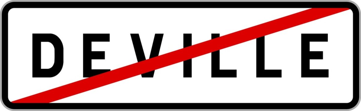 Panneau sortie ville agglom&eacute;ration Deville / Town exit sign Deville