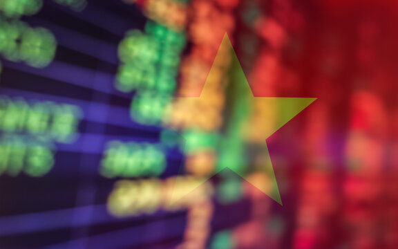 Stock market investment trading financial. Vietnam flag to analyze profitable business finance trend data background