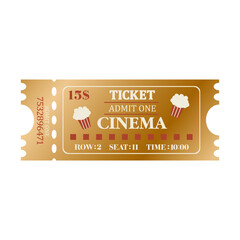 Golden cinema ticket. Admit one ticket	